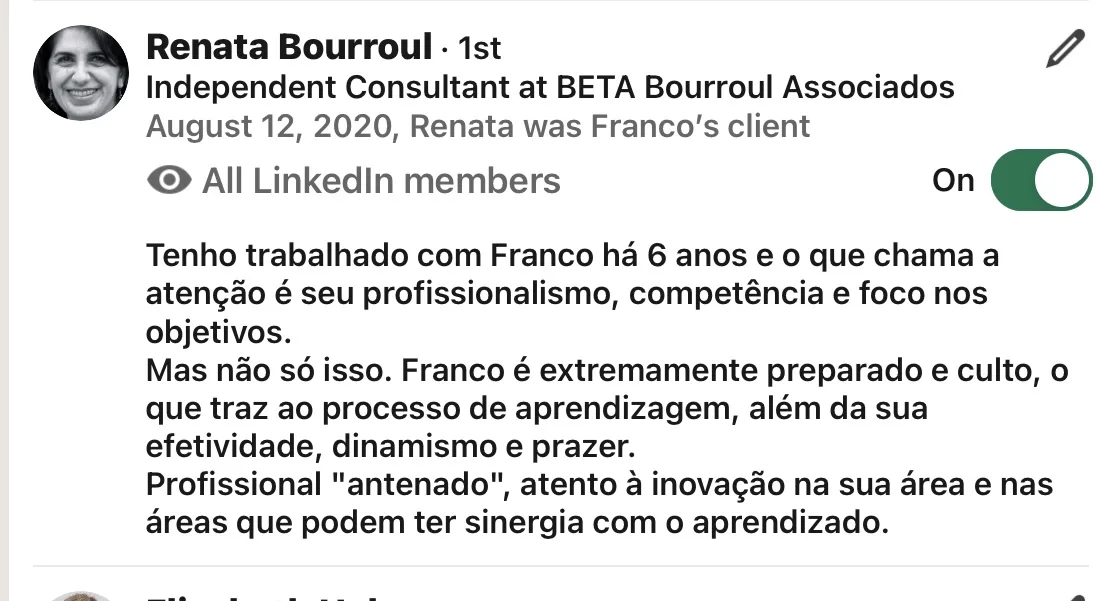 Recomendação de Renata Bourroul no LinkedIn