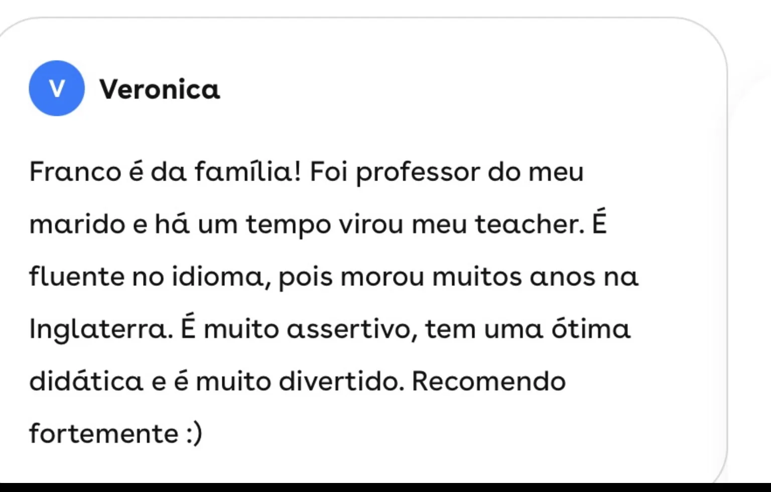 Avaliação de Veronica no Superprof